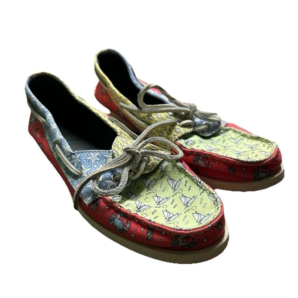 Women’s Sperry Vineyard Vines Boat Shoes Patchwork Nautical Loafers Size 7.5